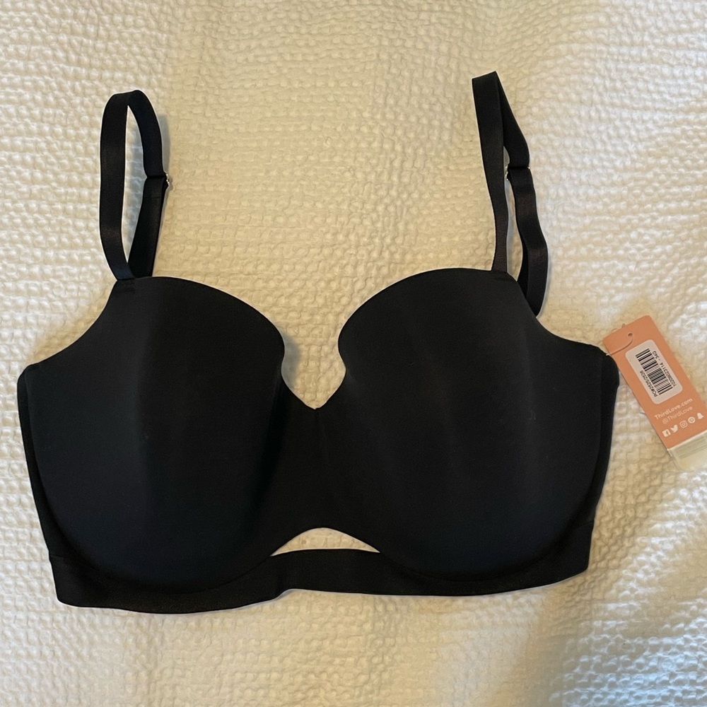BNWT Third Love 24-7 Cotton T-Shirt Bra, 34G, Black
